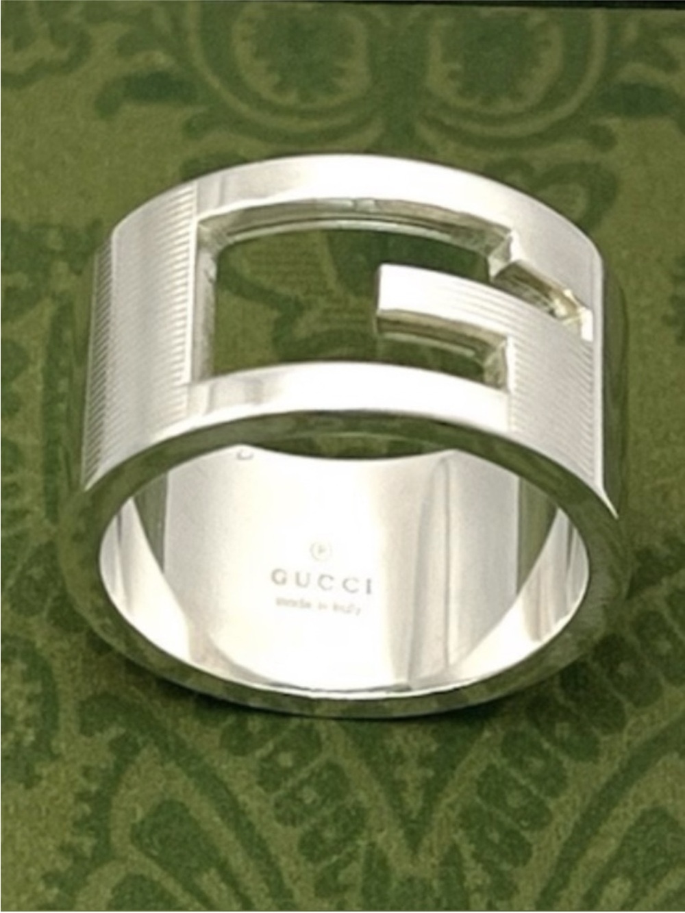 Gucci Silver Cut-Out G Wide Band Ring